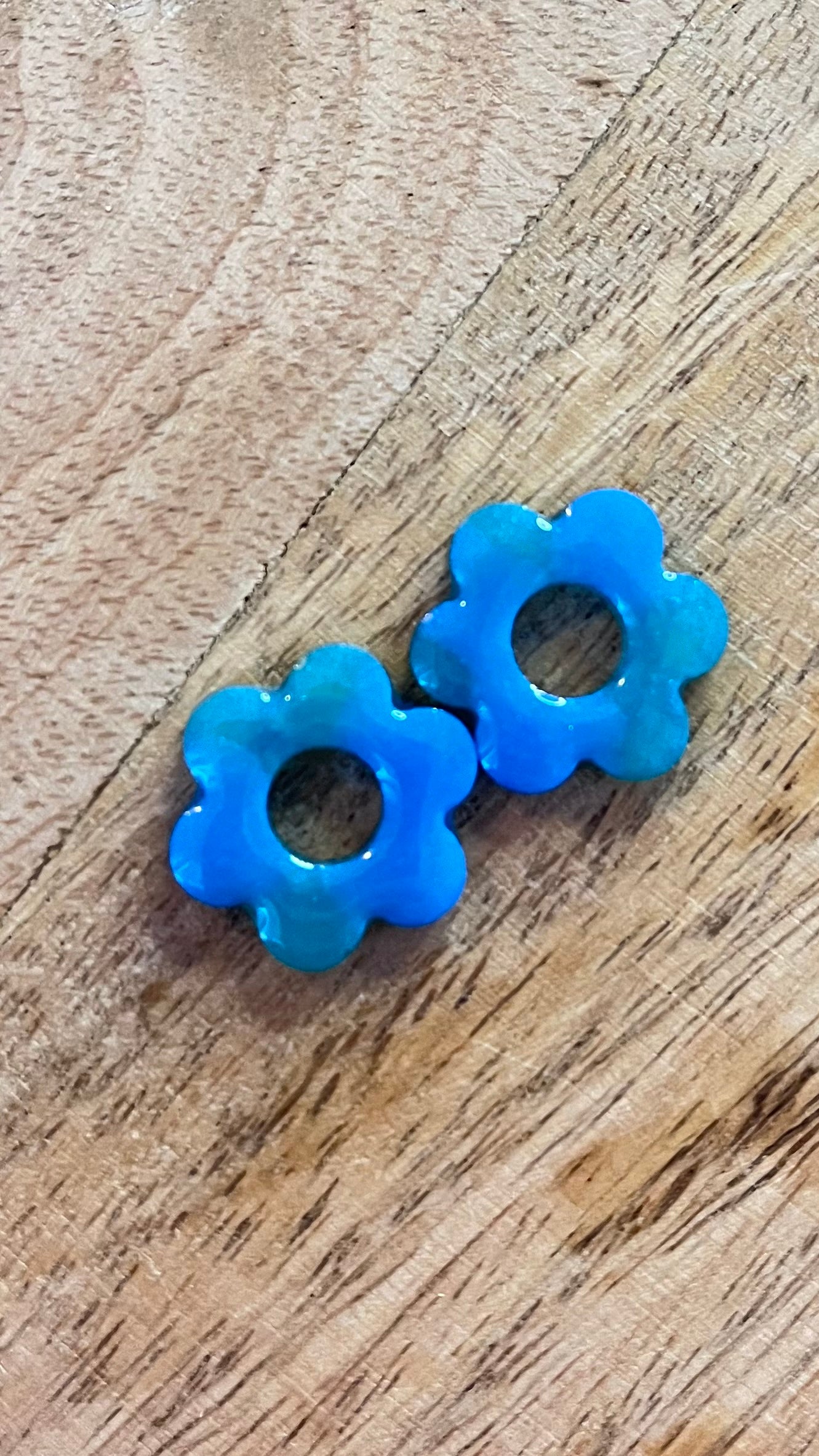 Pampilles " LOTUS " bleu et turquoise