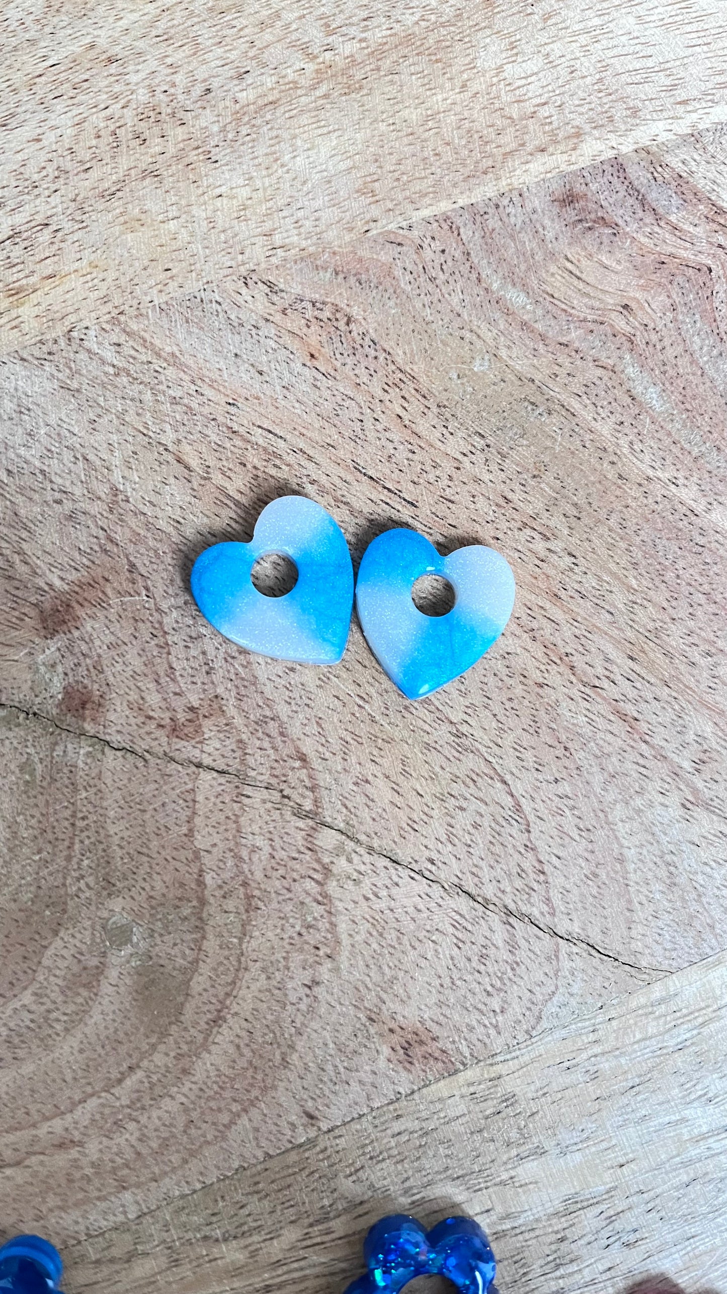 Pampilles " COEUR " blanc et bleu