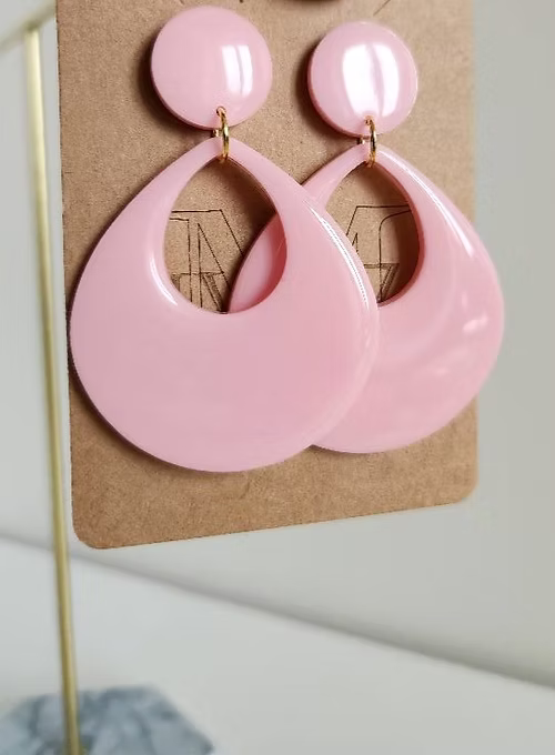 Boucles " ETHNA " rose pastel