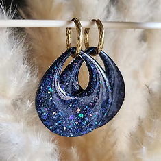 Pampilles " ETHNA " bleu nuit paillettes