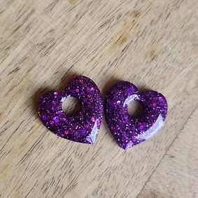 Pampilles " COEUR " violet paillettes