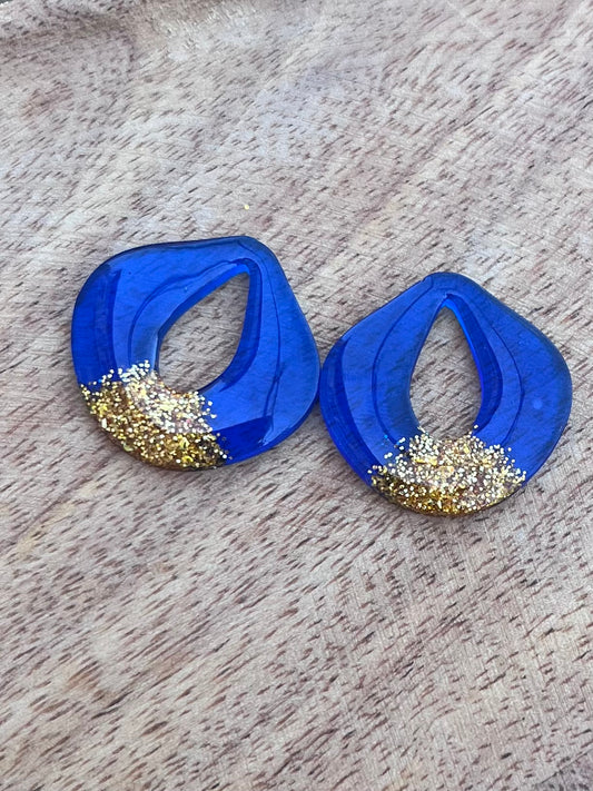 Pampilles " MAYA " bleu saphir et paillettes