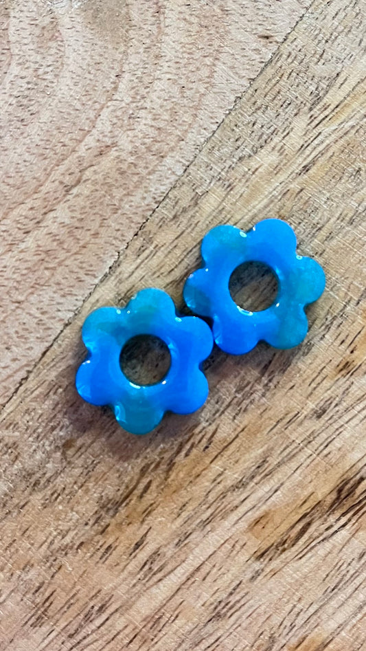 Pampilles " LOTUS " bleu et turquoise