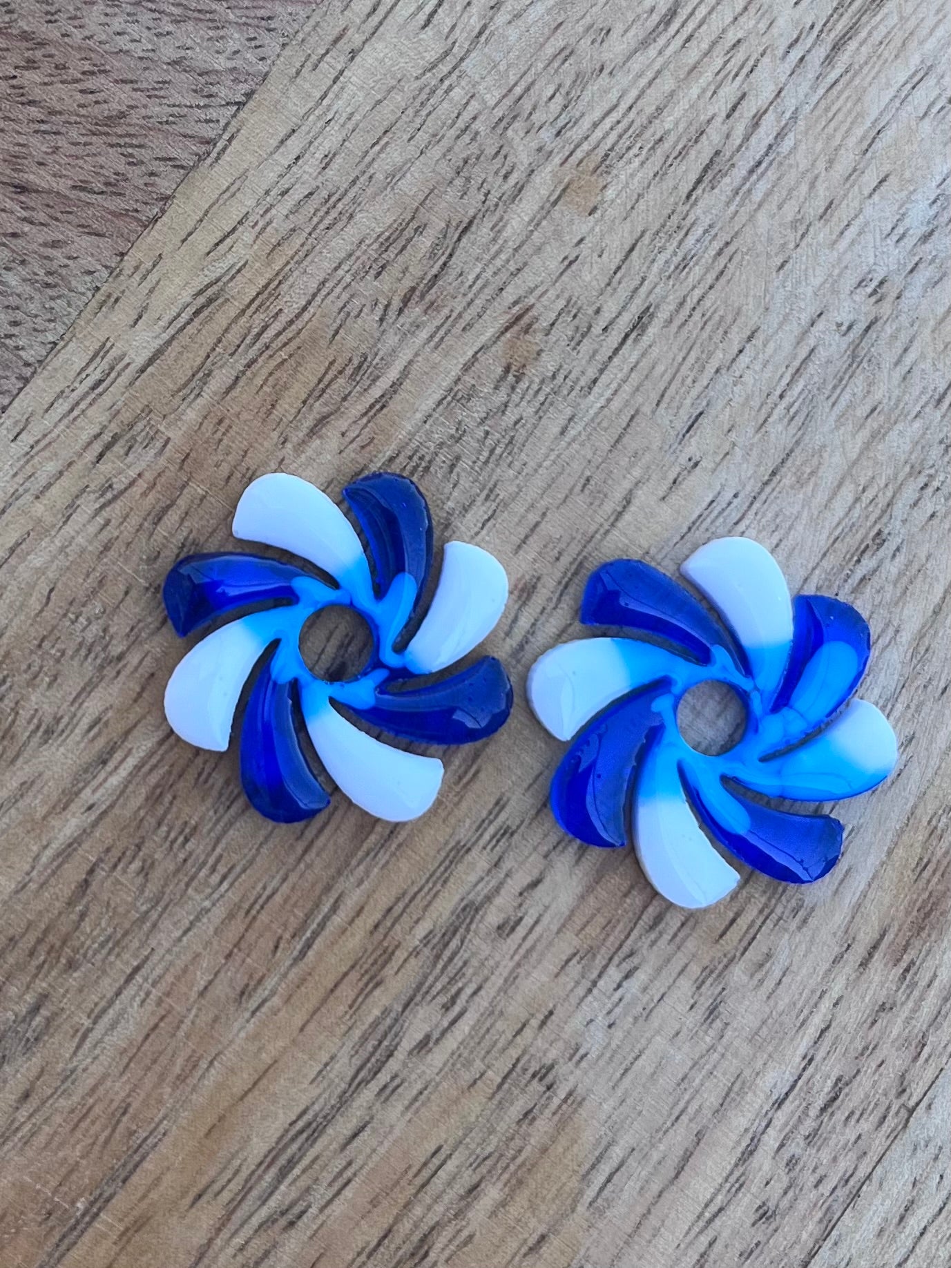 Pampilles " CANDY " bleu saphir et blanc