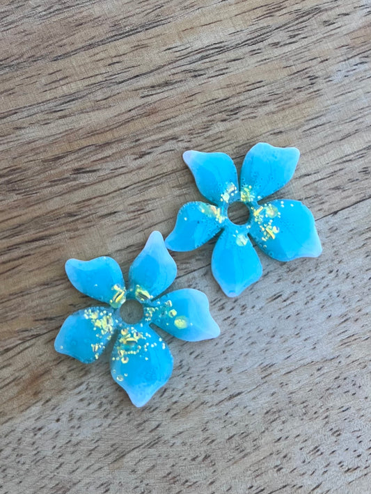 Pampilles " BALMA " turquoise et blanc paillettes