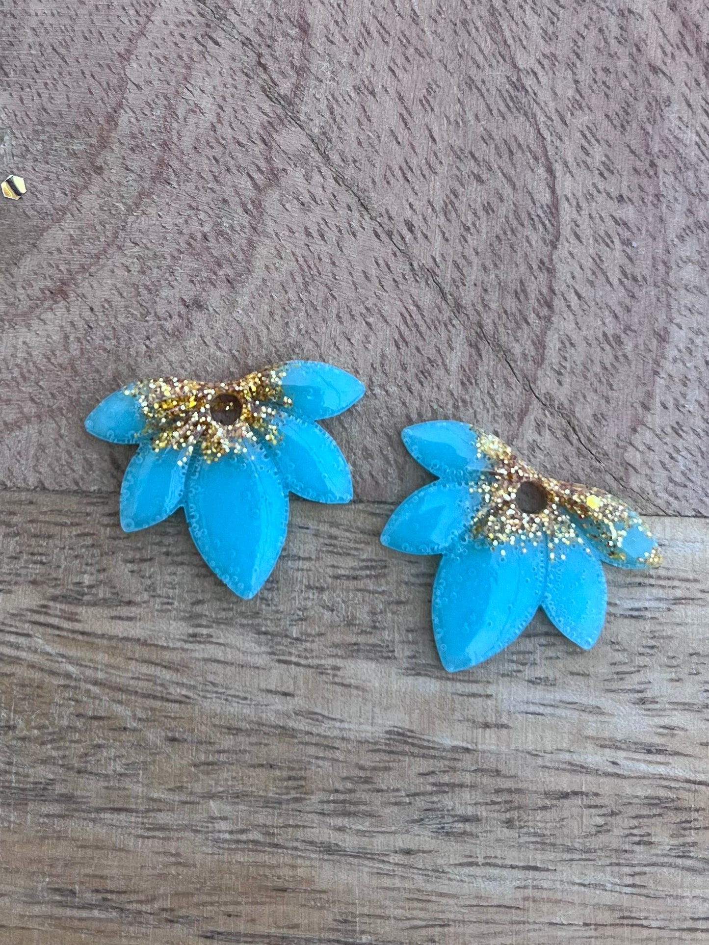 Pampilles " MAGNOLIA " turquoise et paillettes