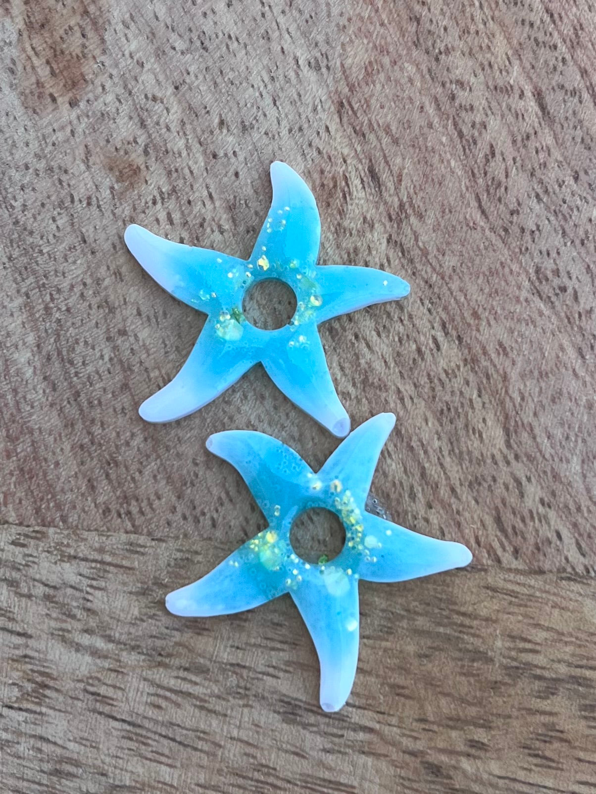 Pampilles " Etoile de mer " turquoise blanc