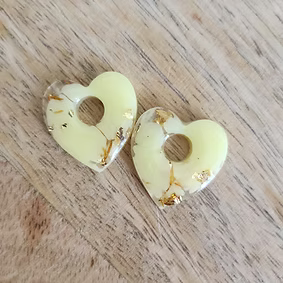Pampilles " COEUR " jaune pastel et or