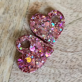 Pampilles " COEUR " rose paillettes