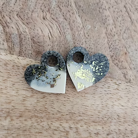 Pampilles " COEUR " noir et beige