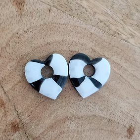 Pampilles " COEUR " noir et blanc